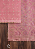 Pink Chanderi Unstitched Suit
