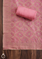 Pink Chanderi Unstitched Suit