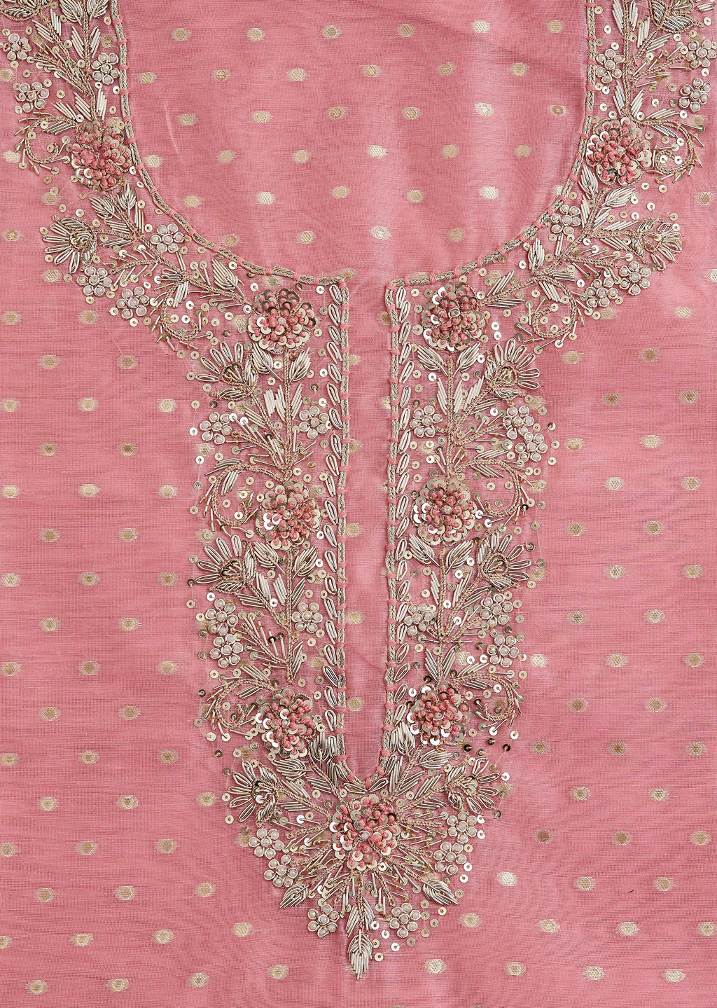 Pink Chanderi Unstitched Suit