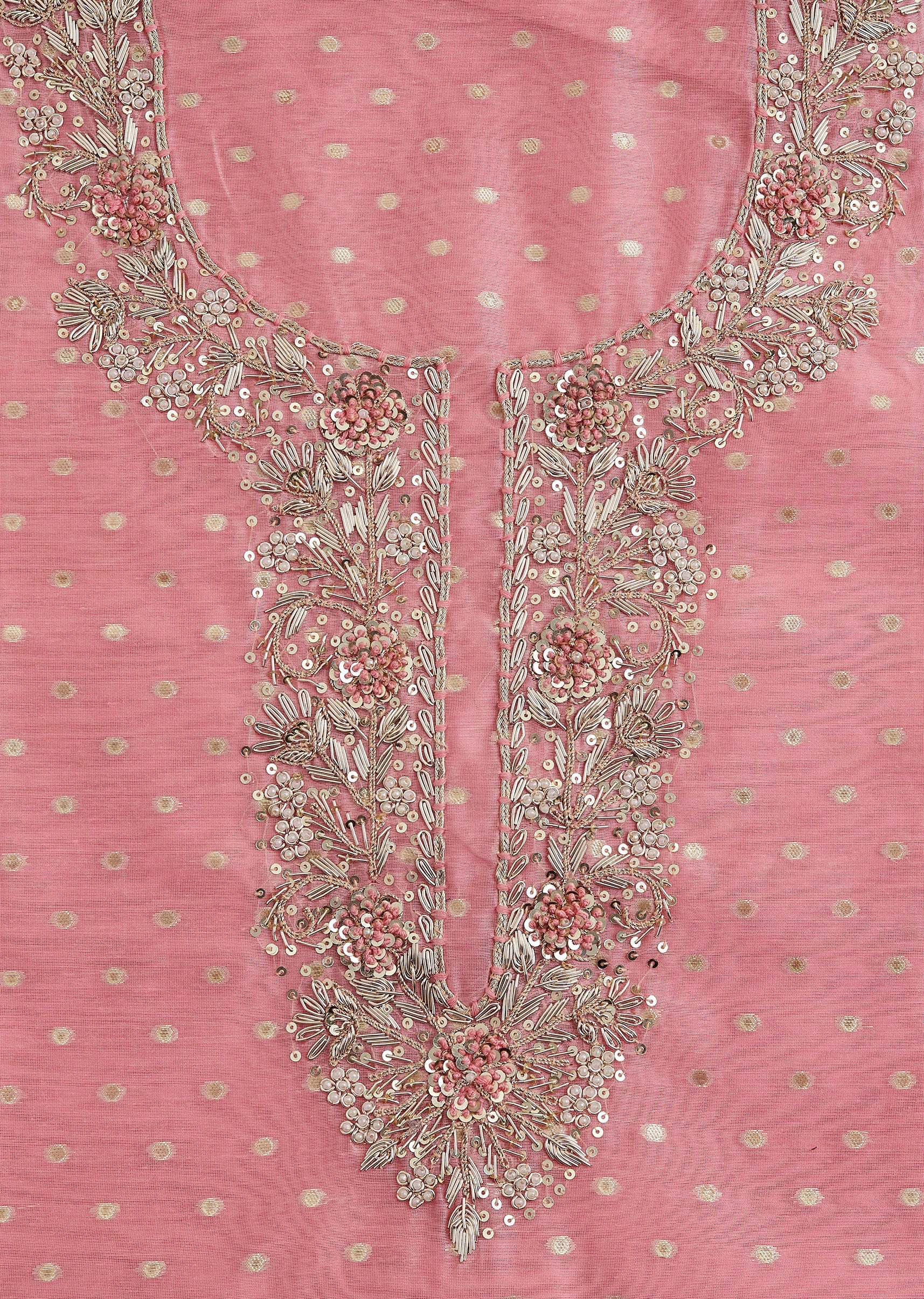 Pink Chanderi Unstitched Suit