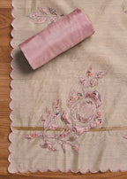 Pink Cotton Printed Unstitched Suit Set
