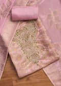 Pink Crepe Unstitched Suit With Dupatta