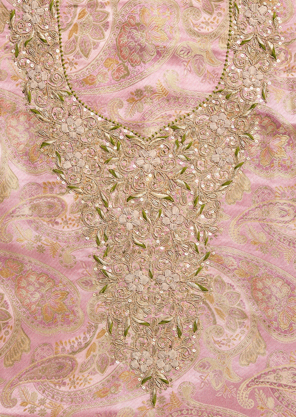 Pink Crepe Unstitched Suit With Dupatta