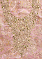 Pink Crepe Unstitched Suit With Dupatta
