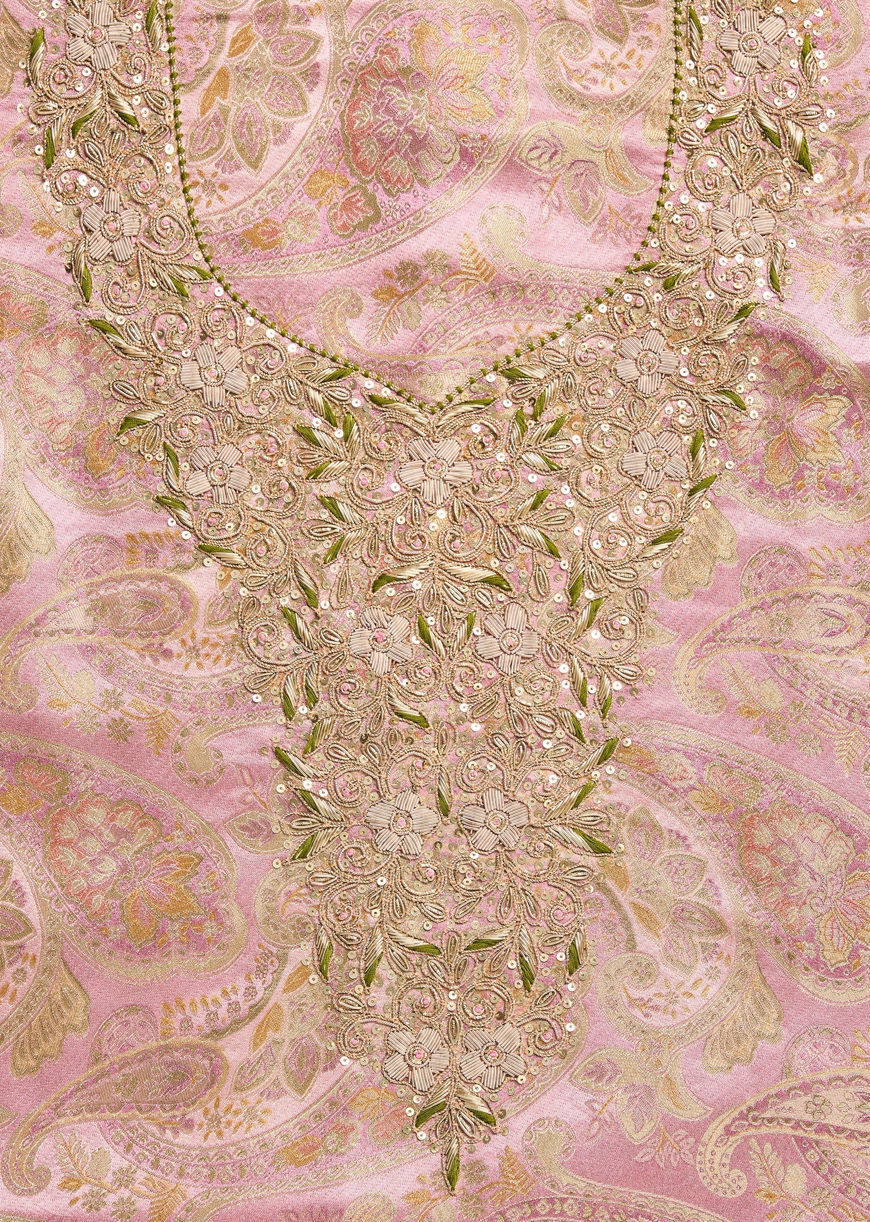 Pink Crepe Unstitched Suit With Dupatta