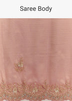 Pink Glass Tissue Sareee With Embroidered Scallop Border