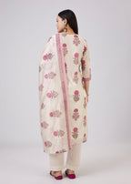 Pink Hand Block Printed Chanderi Kurta Set
