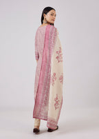 Pink Linen Kurta Set With Embellished Work