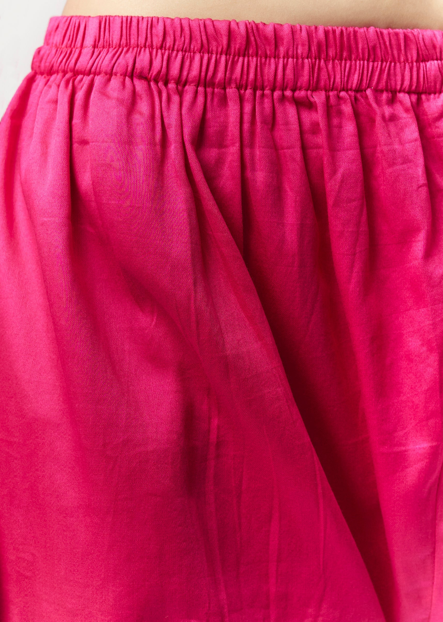Pink Printed Kurta Pant Set With Embroidered Yoke And Dupatta