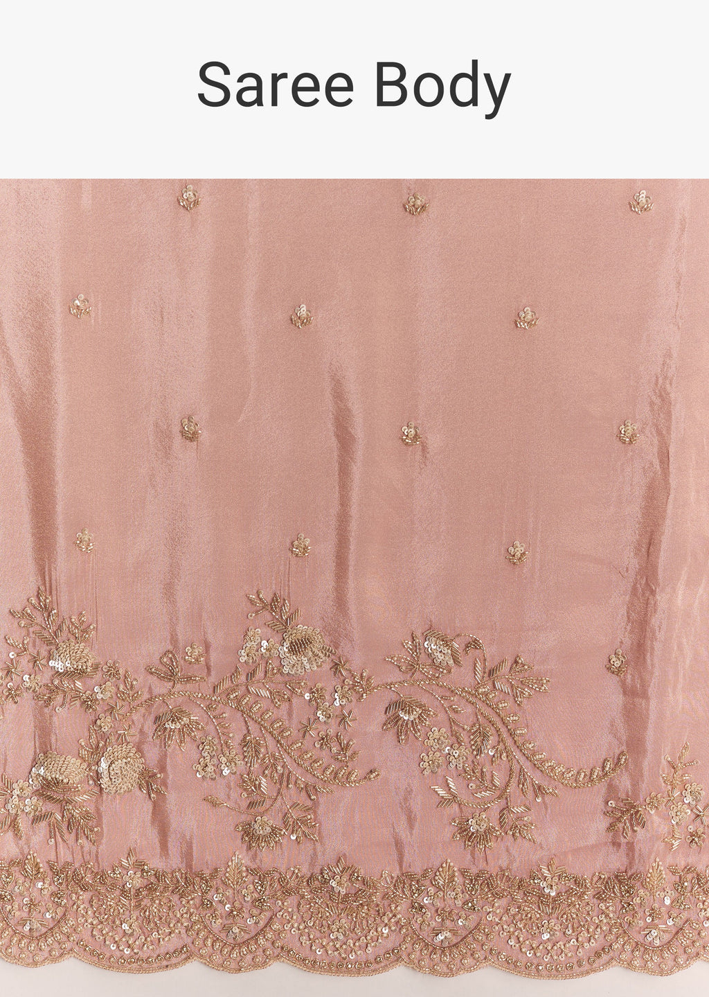 Pink Satin Saree With Scalloped Embroidery