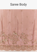 Pink Satin Saree With Scalloped Embroidery