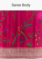 Pink Silk Muniya Paithani Saree With Multicolour Floral Motifs
