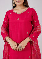 Pink Silk Palazzo Set With Zari And Sequins Work