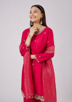 Pink Silk Palazzo Set With Zari And Sequins Work