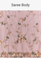 Pink Tissue Half And Half Saree With Floral Sequin Embroidery