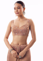 Pink Tissue Saree With Heavy Sequin And Cutdana Embroidered Border