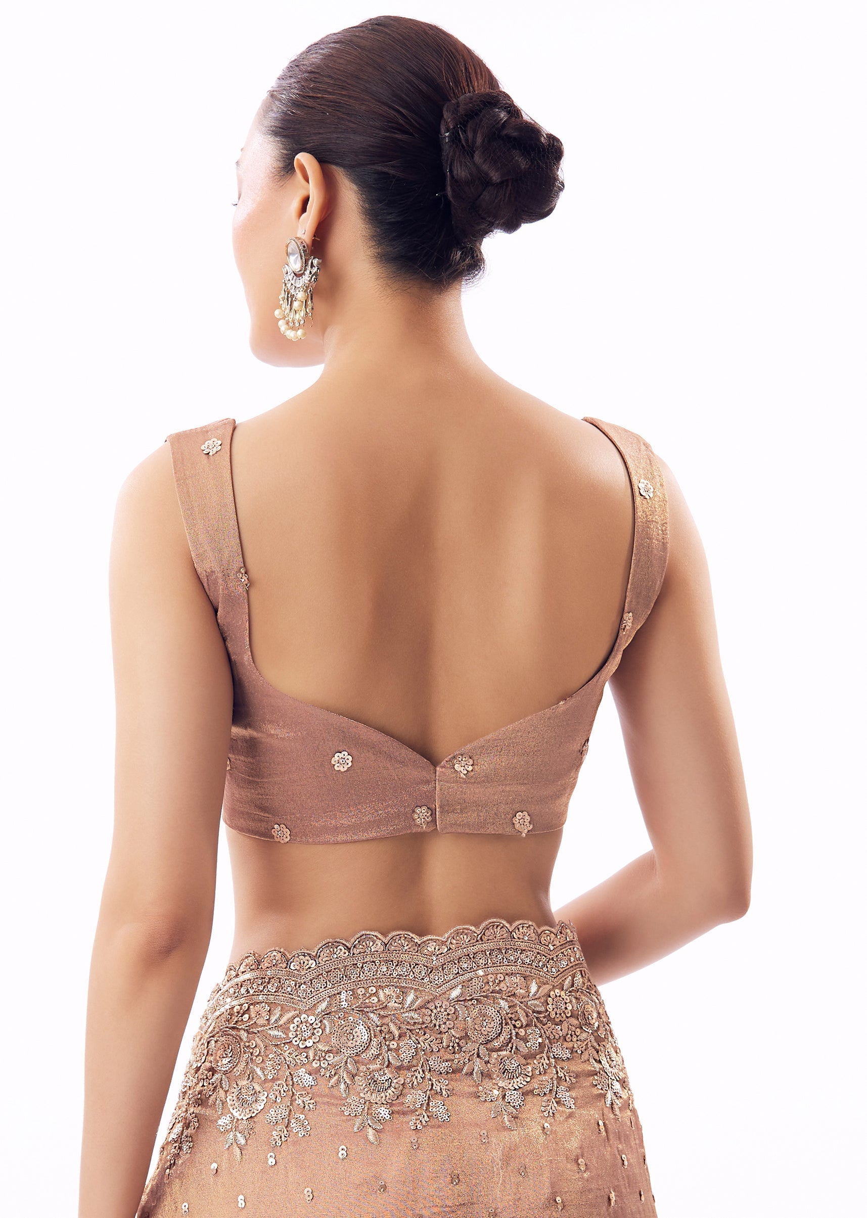 Pink Tissue Saree With Heavy Sequin And Cutdana Embroidered Border