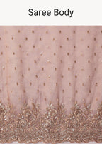 Pink Tissue Saree With Heavy Sequin And Cutdana Embroidered Border