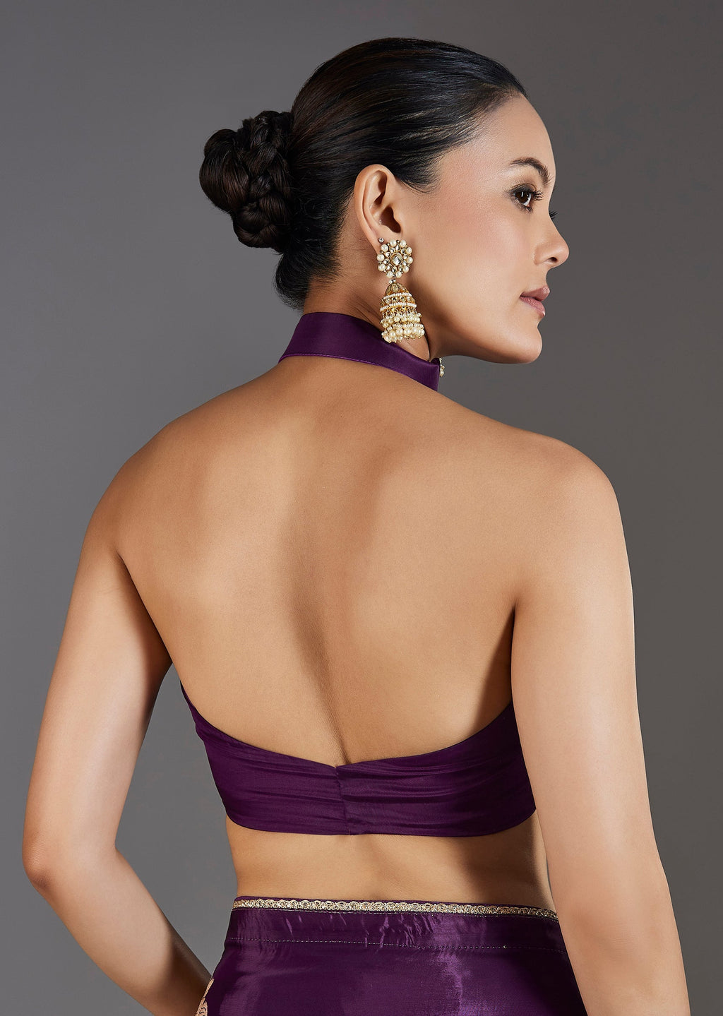 Elegant Purple Dola Silk Zari Butti Saree