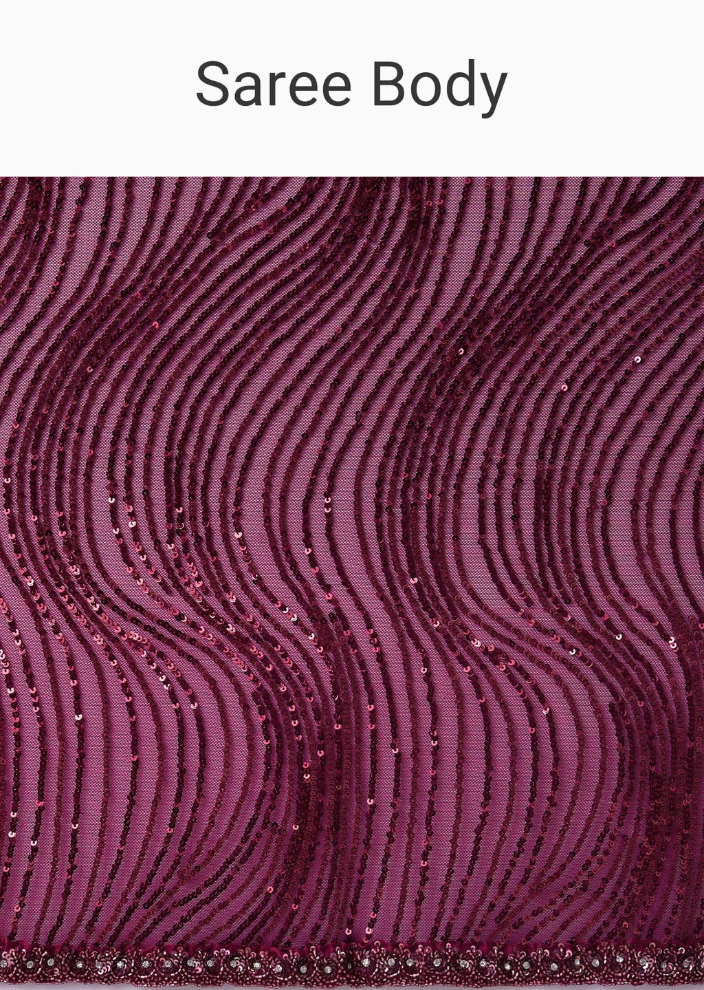 Wine Sequins Saree With An Embellished Border