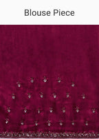 Wine Sequins Saree With An Embellished Border
