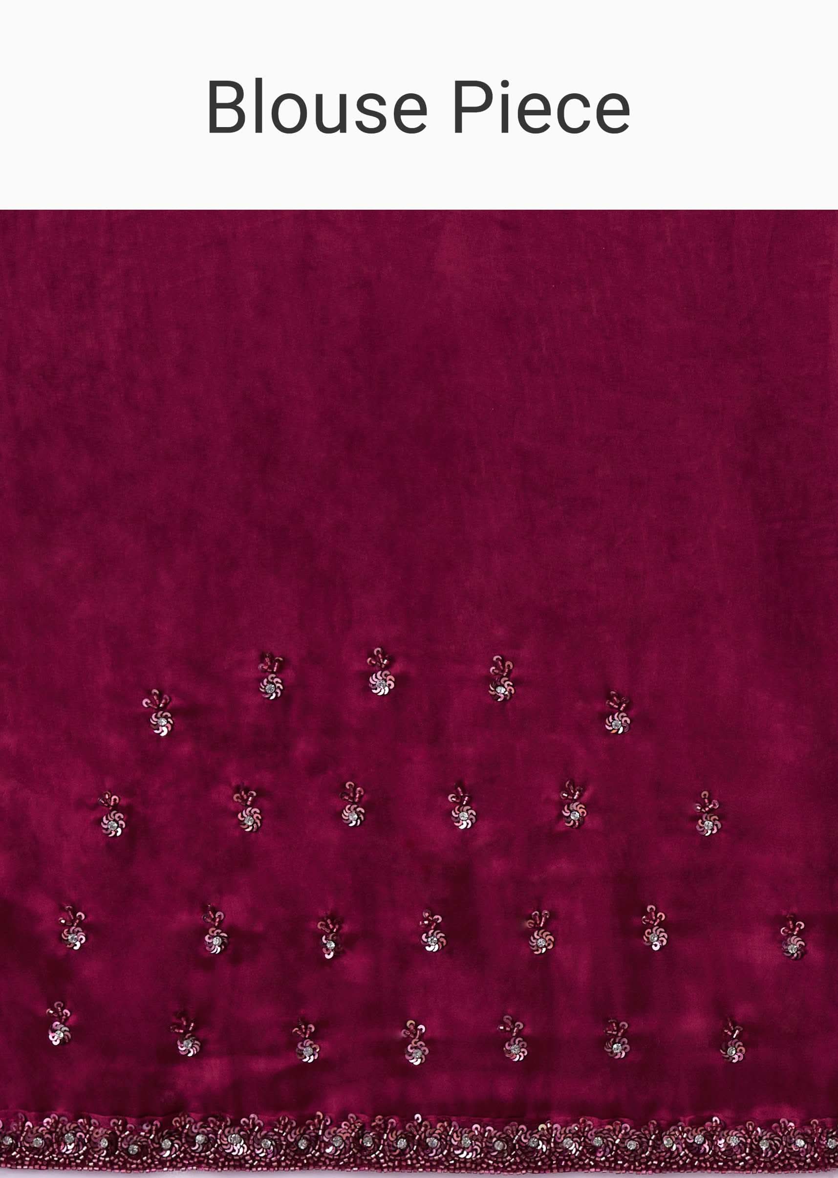 Wine Sequins Saree With An Embellished Border