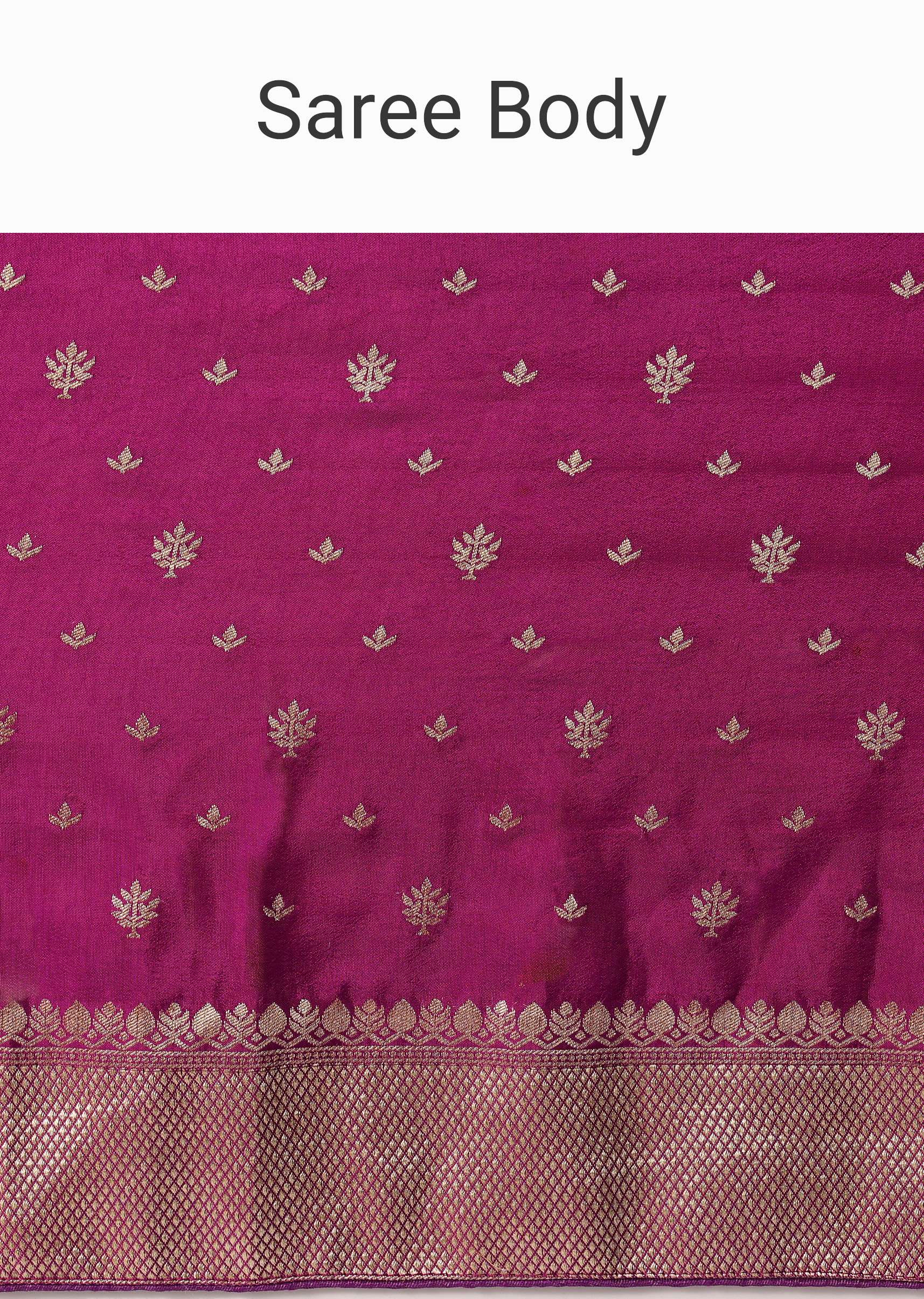 Purple Banarasi Silk Handloom Saree With Woven Motifs And Unstitched Blouse Piece