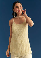 Cream Georgette Kurta Sharara Set With Dupatta